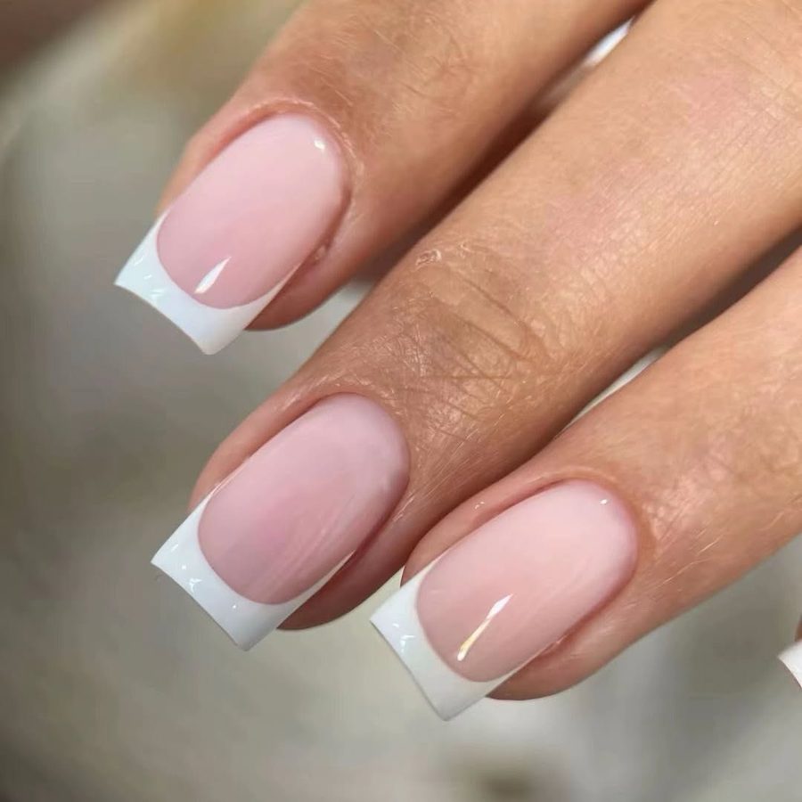 Roze-witte French, vierkant model